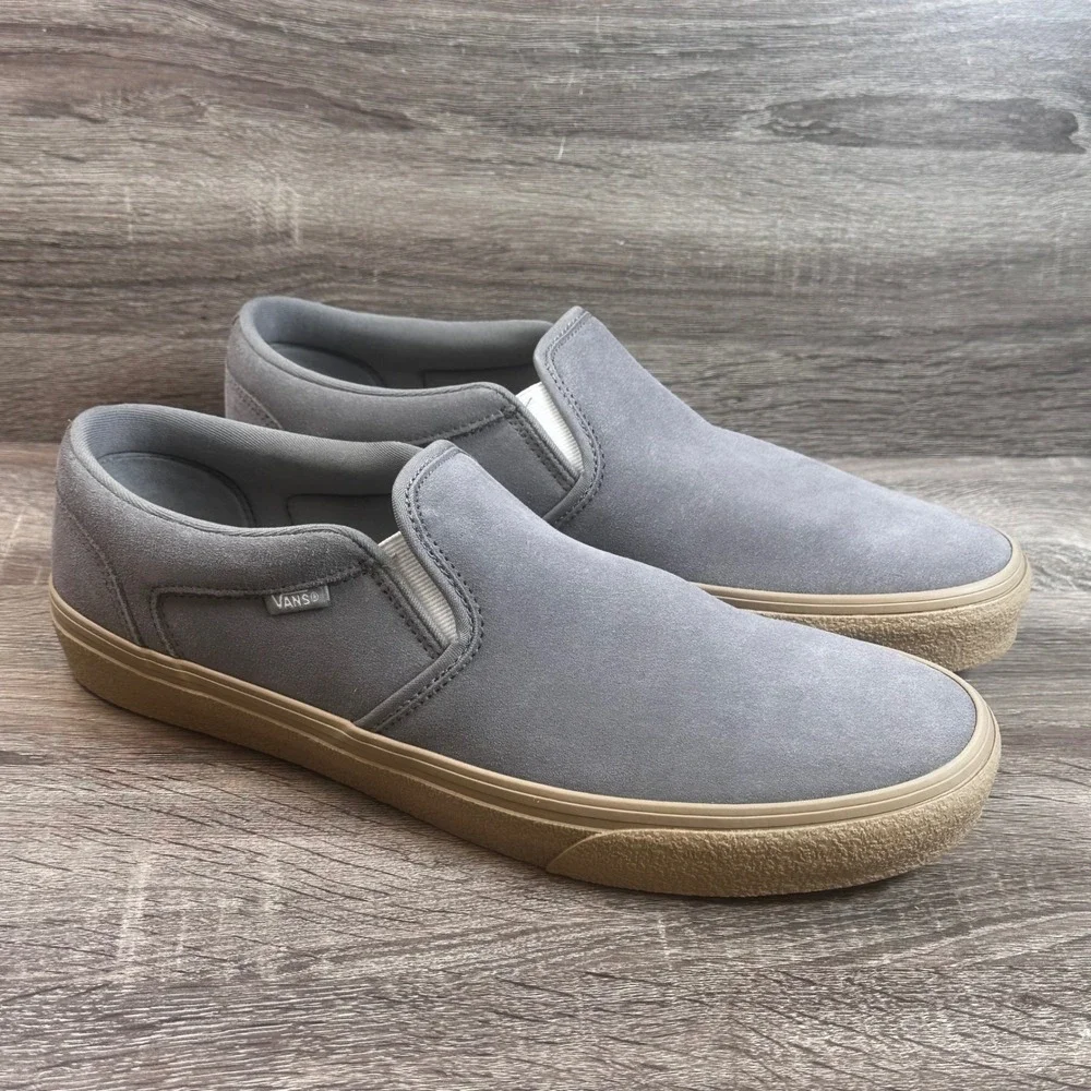Vans Asher Slip On Shoes Men 13 Crepe Frost Gray Gum Sole Sneaker Streetwear NEW